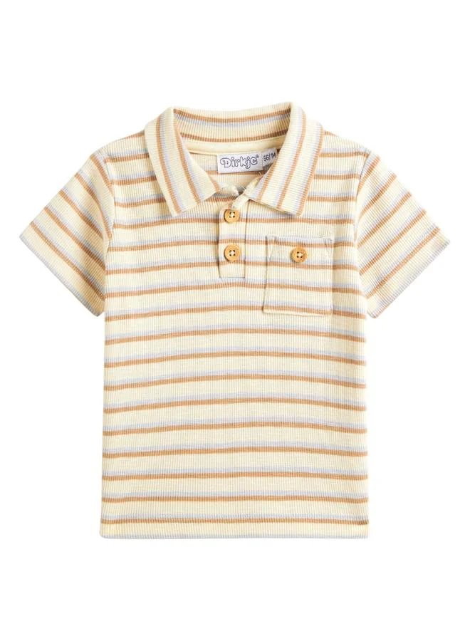 ديركجي مجموعة من شورت وتيشيرت مخطط بياقة بولو